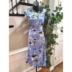 Rachel Roy Orchid River Blue Floral 100% Polyester Long Maxi Dress Size 10
